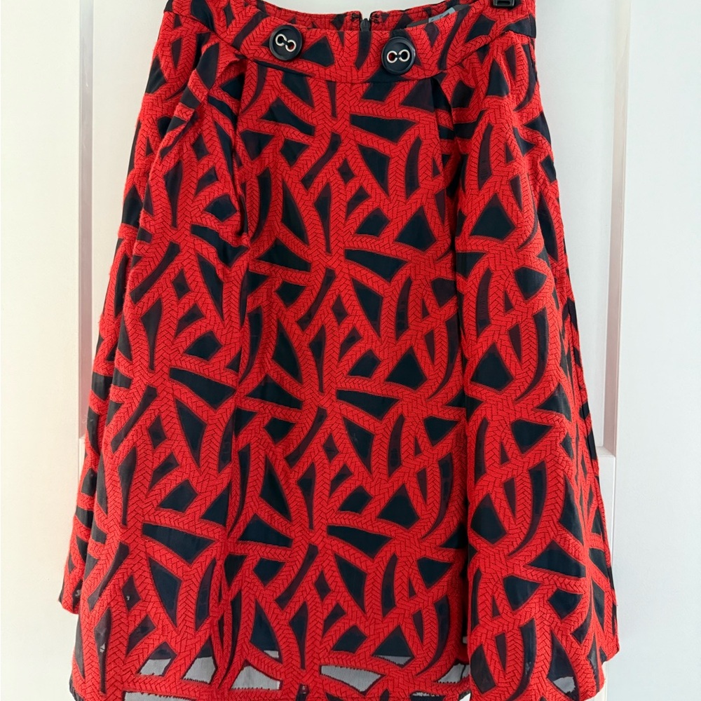 Ester Franco Anthropology Red and Black A-Line Skirt